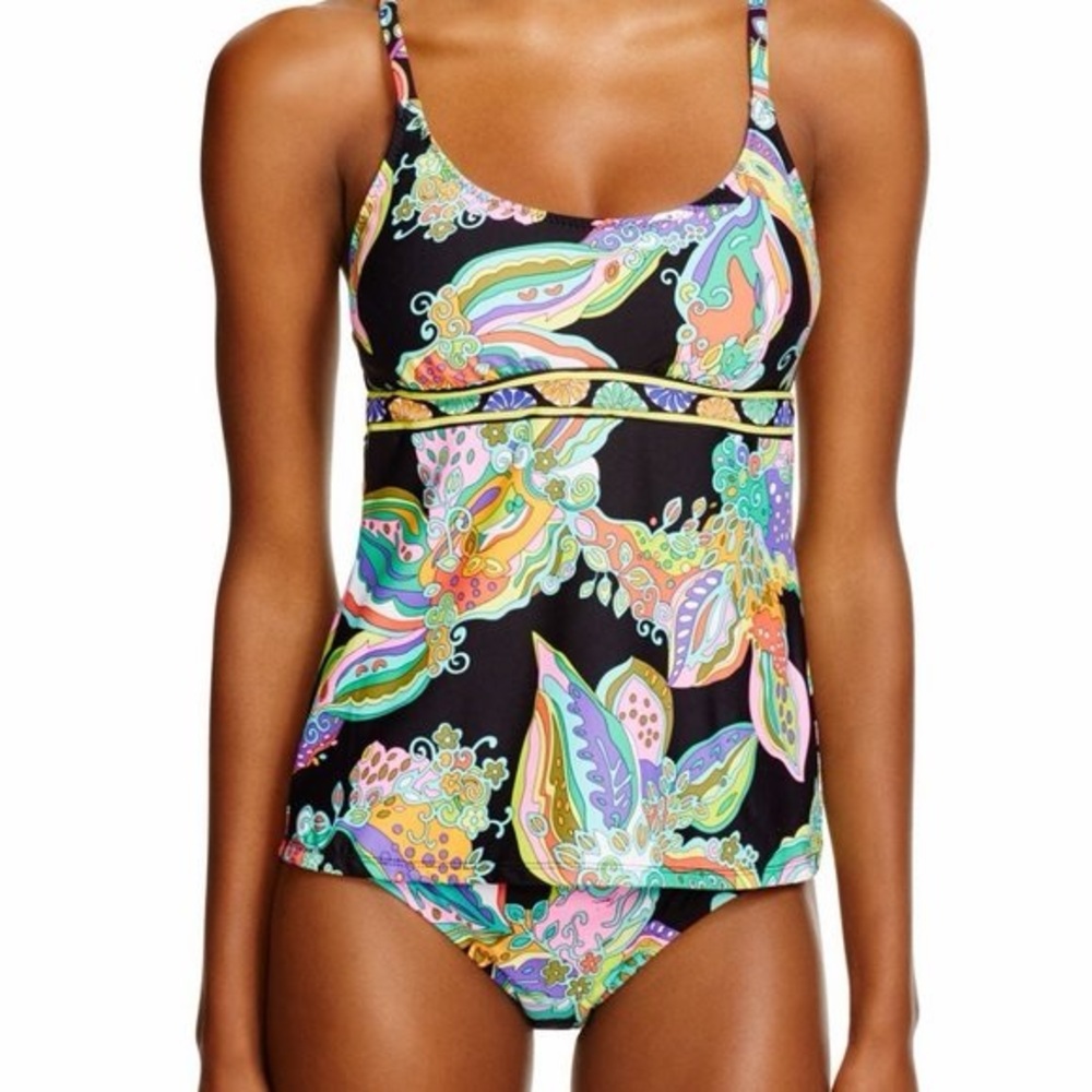 New Trina Turk Sea Garden Tankini Top Paisley Print Boho Floral